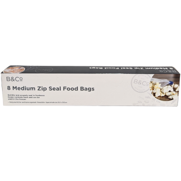 Medium Zip Seal Food Bags – Pack of 8, B&Co