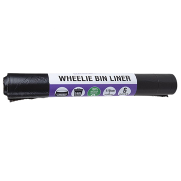 Wheelie Bin Liner 240L - 1 Roll (6 Sacks) - Standard closure - Size: 110cm x 130cm