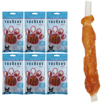 TUCKERS MEAT Chicken Breast & Wheat Stick Dog Treats – Pack of 6 x 60g – Rawhide Free, High Protein – Suitable for All Sizes – Best Before 31/08/2025