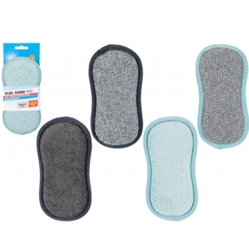 Dual Sided Non-Scratch Scrubbing Pads – 2 in 1 Multi-Purpose Cleaning Sponges, Pack of 1 (Random Colour: Blue & Grey), Eazee2 Clean