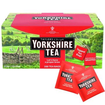 Yorkshire Tea 200 Individually Wrapped & Tagged Tea Bags (625g / 22oz) Fresh & Flavorful