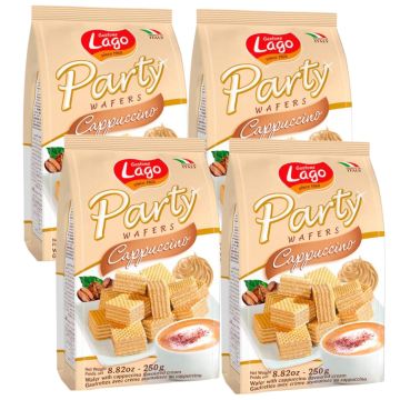 Gastone Lago Cappuccino Flavoured Party Wafers 250g x 4 - Best Before: 09.2025