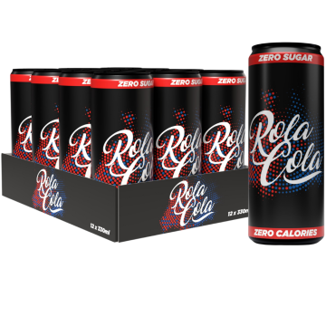 Rola Cola Zero Sugar 330ml x 12, Carbonated low calorie  Soft Drink with Sweeteners
