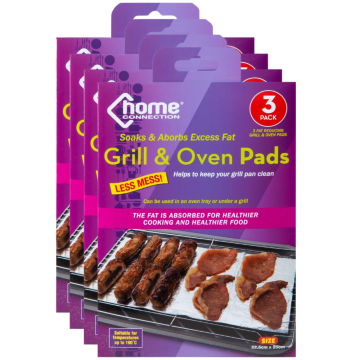 Fat Reducing Grill & Oven Pads – Pack of 12 (4 x 3pk) – Absorbent & Non-Stick, Home Connection