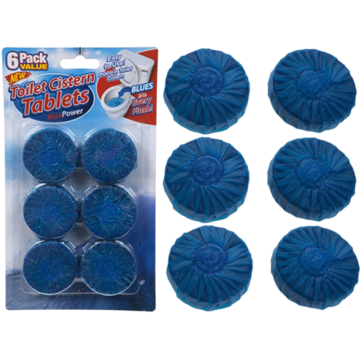 Toilet Cistern Blue Block Bathroom Cleaner Freshener - Pack of 6 x 50g