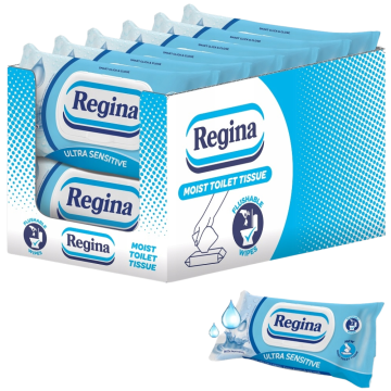 Regina Moist Toilet Tissue Ultra Sensitive - Pack of 12 x 42(Tissue) - Flushable Wipes