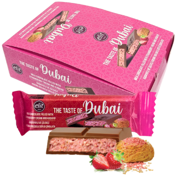 Elit Dubai Chocolate Crispy with Strawberry Cream & Kadayif 30g x 24