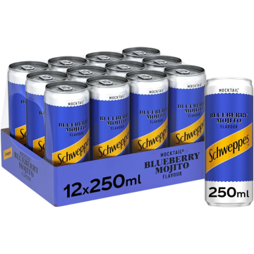 Schweppes Blueberry Mojito Flavoured Mocktail 250ml x 12 Best Before 31/12/2024