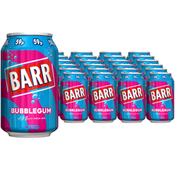 Barr Sparkling Bubblegum Flavour Soft Drink with Sweeteners PMP 330ml x 24 - Best Before: 30.11.2025