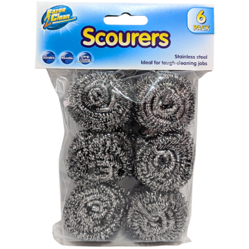 Stainless Steel Scourers – Pack of 6 - Durable, Reusable & Long-Lasting for Tough Cleaning Jobs