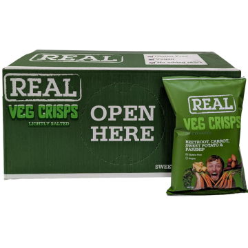 Real Veg Crisps Lightly Salted 35g x 18, Beetroot, Carrot, Sweet Potato & Parsnip, Gluten Free & Vegan