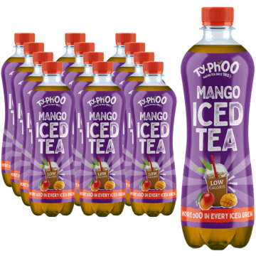 Typhoo Mango Iced Tea Bottle 500ml - Pack of 12 - Low Calorie, Juicy, Tropical, and Sunshine-filled