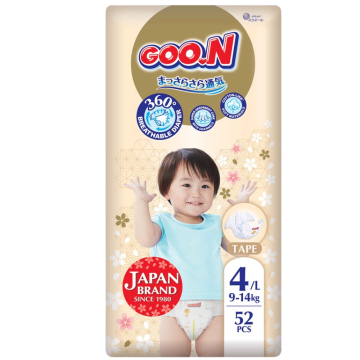 GOO.N Japan Brand Breathable Nappies Tape Style 52pcs Size 4 (9-14kg) Super Absorbent Cotton-Like Soft Materials