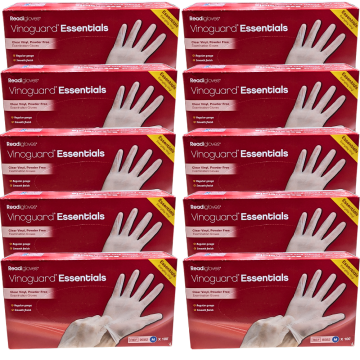 Readigloves Vinoguard Essentials Clear Vinyl, Powder Free - Pack of 10 x 100 Medium gloves
