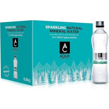 *Glass 330ml* Aqua Carpatica Sparkling Glass Bottle Natural Mineral Water 330ml x 12