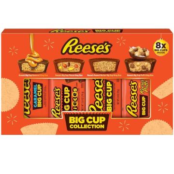 Reese's Peanut Butter Big Cup King Size Selection Box 305g -Pack of 8 (4x2 Big Cups), Includes: King size, Puffs King Size, Caramel King Size & Pieces King size