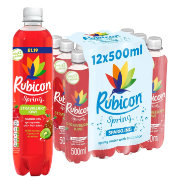 Rubicon Spring Strawberry Kiwi Sparkling Water with Real Fruit Juice PMP 500ml x 12