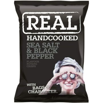 Real Hand Cooked Sea Salt & Black Pepper Potato Crisps 35g x 24