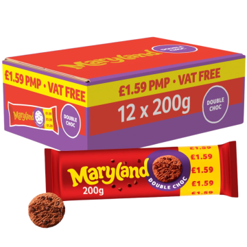 Maryland Double Choc PMP - Pack of 12 x 200g - Chocolate flavoured cookies with chocolate chips