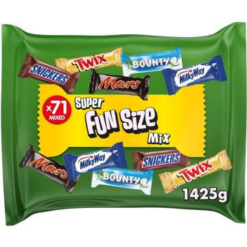 Super Fun Size Chocolate Mix 1425g – 71 Assorted Treats Featuring Snickers, Twix, Bounty, Milky Way & Mars