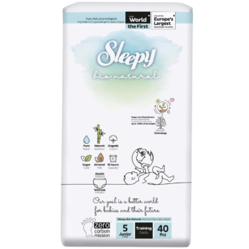 Sleepy Bio Natural  Premium Plus Baby Diaper 40 Pcs , 5 Junior (11-18kg)