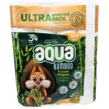 Aqua Bamboo Toilet Paper 3Ply  40Rolls Ultra Advantage Pack