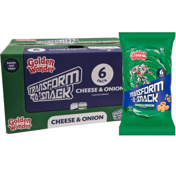 Golden Wonder Transform-A-Snack Cheese & Onion Flavour - Pack of 72 - 12 x (6x12g) - Baked Not Fried Snacks