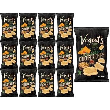 Vegeat's Cheddar Chickpea Chips 50g x 12- Oven Baked not Fried , High Fiber
