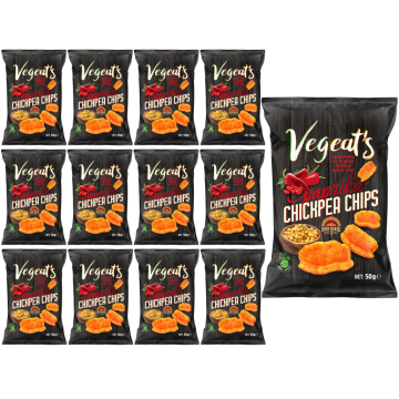 Vegeat's Paprika Chickpea Chips 50g x 12 - Oven Baked not Fried , High Fiber