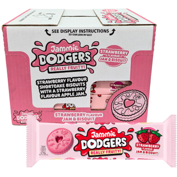 Jammie Dodgers Strawberry Flavour Jam & Biscuit - Pack of 18 x 140g – Shortcake Biscuits with Strawberry & Apple Jam Filling