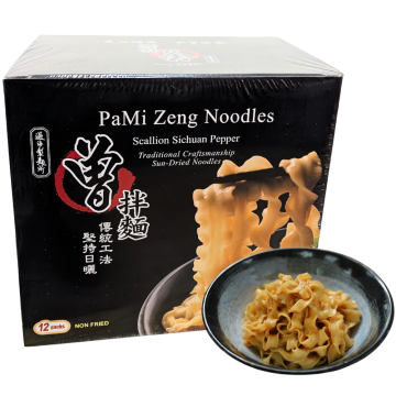 PaMi Zeng Scallion Sichuan Pepper Sun-Dried Noodles - Pack of 12 x 116g, Non-Fried Traditional Craftsmanship