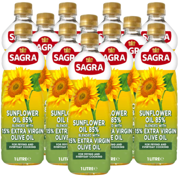 Sagra Sunflower Oil 85% Blended With 15% Extra Virgin Olive Oil 1L x 12