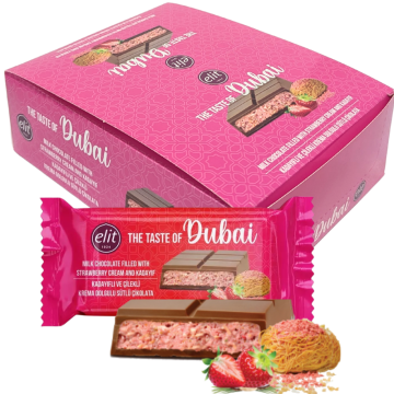 Elit Dubai Chocolate Crispy with Strawberry Cream & Kadayif 90g x 12
