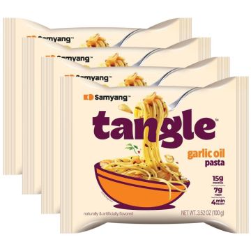 Samyang Tangle Garlic Oil Pasta - Pack of 4 x 15g - Quick, Aromatic & Delicious