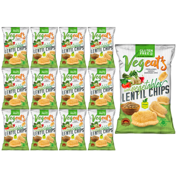 Vegeat's Lentil Chips with Vegetables 50g x 12, Gluten Free, Vegan , Oven Baked not Fried