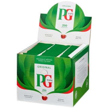 PG Tips Envelopes Individually Wrapped & Tagged 200 Black Tea Bags 400g, For Home, Office & Catering