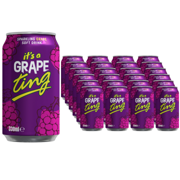 Ting Sparkling Grape Soft Drink Cans - Pack of 24 x 330ml - Fruity, Fizzy & Delicious