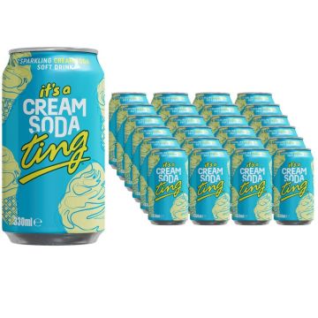 Ting Sparkling Cream Soda Soft Drink Cans - Pack of 24 x 330ml - Smooth, Sweet & Refreshing