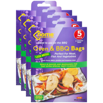 Oven & BBQ Cooking Bags – Pack of 20 (4x5pk), 30cm x 20cm – Microwave & Oven Safe – Ideal for Meat, Poultry, Fish & Vegetables, Home Connection