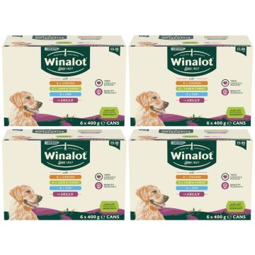 Winalot Classics Mixed in Jelly Wet Dog Food PMP Cans - Pack of 24 (4X6pk) x 400g - Chicken, Lamb & Turkey and COD
