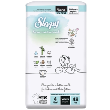 Sleepy Bio Natural Premium Plus Baby Diaper 48 Pcs , 4 Maxi (7-14kg)