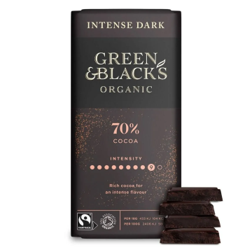 Green & Black's Organic 70% Dark Chocolate Bar 2x90g - Best Before: 16.01.2025