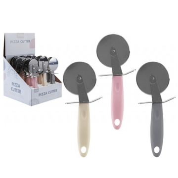 Stainless Steel Pizza Cutter – Assorted Colours (1PC, Colour Sent at Random: Pink, Grey, Cream)