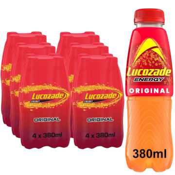 Lucozade Energy Original Drink Multipack 380ml Bottle – Pack of 24 (6×4pk) – Sparkling Glucose Beverage with Sugar & Sweeteners, Best Before: 12/2025