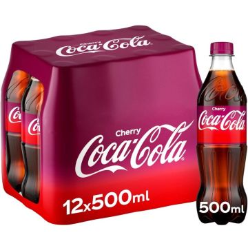Coca Cola Cherry Bottles - Pack of 12 x 500ml, Best Before: 31/01/2026