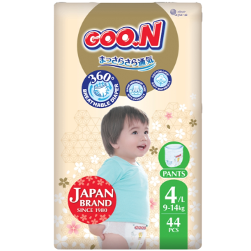 GOO.N Japan Brand Breathable Nappies Pants 44Pcs Size 4 (9-14kg) Super Absorbent Core, Cotton-Like Soft Material