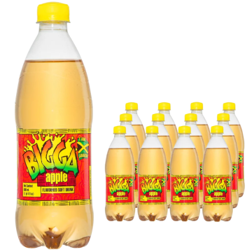 Bigga Apple Flavoured Soft Drink - Pack of 12 x 600ml