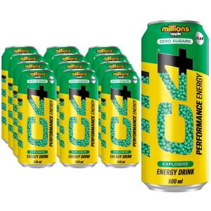 C4 Millions Apple Zero Sugar Performace Energy Drink PMP - Packof 12 x 500ml Cans - Low Calorie Fizzy Drinks