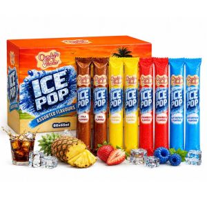 Candy Paradise Ice Pops Variety Pack –  Pack of 60 x 65ml Assorted Flavours (Cola, Pineapple, Strawberry & Blue Raspberry)