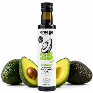 Omega Pressery Cold Pressed Extra Virgin Avocado Oil - 250ml Glass Bottle - For Cooking, Dressing & Roasting 